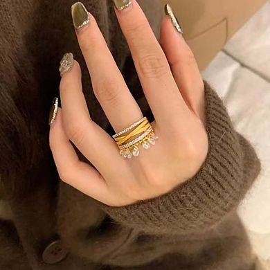 Women's Tassel Cubic Zirconia Open Ring