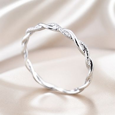 Women’s Fashion Twist Ring with Dazzling Cubic Zirconia