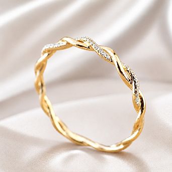 Women’s Fashion Twist Ring with Dazzling Cubic Zirconia