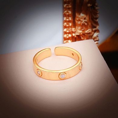 Women's Open Adjustable Ring with Cubic Zirconia Stones