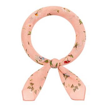 Women's Flowers Scarf Pastoral Square Lightweight Neckerchief Head Wrap Headhand for Travel Holiday