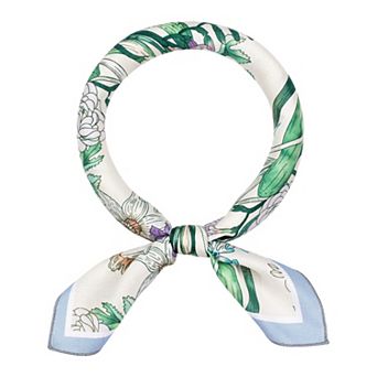 Women's Flowers Scarf Pastoral Square Lightweight Neckerchief Head Wrap Headhand for Travel Holiday