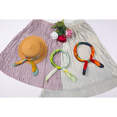 Women's Elegant Prints Scarf Square Silky Satin Headhand Head Wrap Professional Scarves