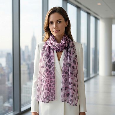 Women's Leopard Print Chiffon Scarf Retro Long Lightweight Neckerchief Head Wrap Bandanas