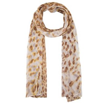 Women's Leopard Print Chiffon Scarf Retro Long Lightweight Neckerchief Head Wrap Bandanas