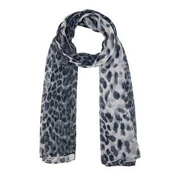 Women's Leopard Print Chiffon Scarf Retro Long Lightweight Neckerchief Head Wrap Bandanas
