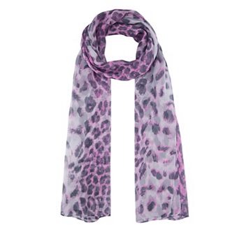 Women's Leopard Print Chiffon Scarf Retro Long Lightweight Neckerchief Head Wrap Bandanas
