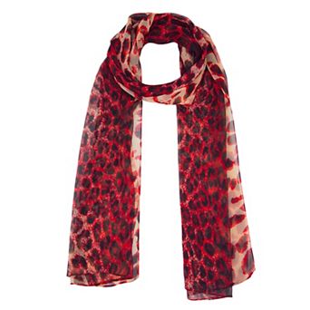 Women's Leopard Print Chiffon Scarf Retro Long Lightweight Neckerchief Head Wrap Bandanas