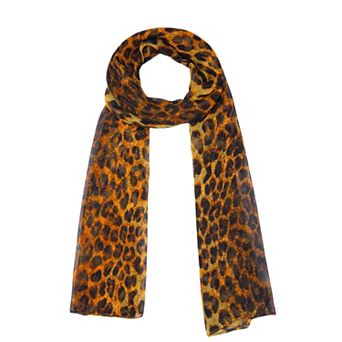 Women's Leopard Print Chiffon Scarf Retro Long Lightweight Neckerchief Head Wrap Bandanas