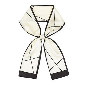 Women's Long Striped Chain Scarf Horse Silky Satin Neckerchief Neck Scarves for Office Attire