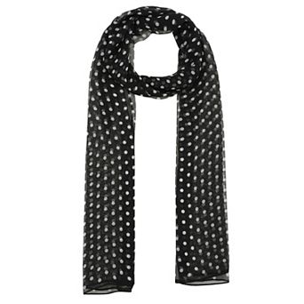 Women's Polka Dots Vintage Scarf Chiffon Long Lightweight Neckerchief Head Wrap for Travel