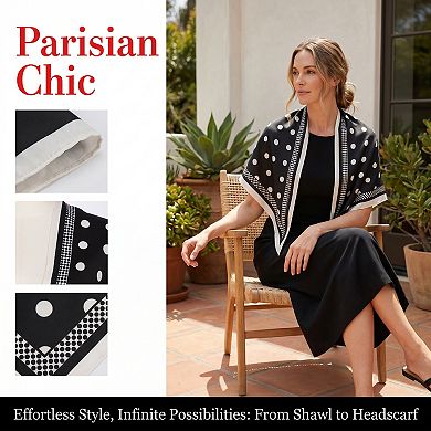 Women Polka Dot Triangle Scarf Versatile Silky Satin Head Wrap Bandanas for Spring Commuter