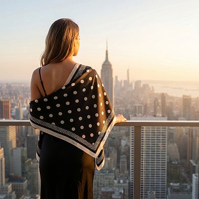 Women Polka Dot Triangle Scarf Versatile Silky Satin Head Wrap Bandanas for Spring Commuter