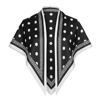 Women Polka Dot Triangle Scarf Versatile Silky Satin Head Wrap Bandanas for Spring Commuter