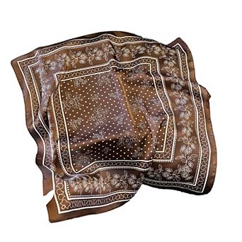 Women's Floral Vintage Scarf Retro Square Cashew Flowers Silky Satin Head Wrap Bandanas for Travel