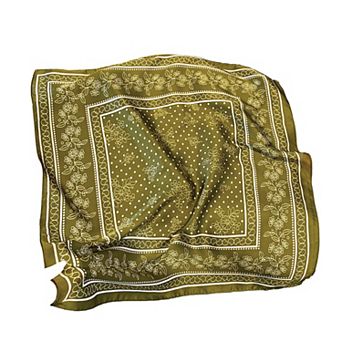 Women's Floral Vintage Scarf Retro Square Cashew Flowers Silky Satin Head Wrap Bandanas for Travel
