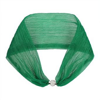 Women's Solid Magnetic Snap Scarf Elegant Silky Satin Fashion Neckerchief for Dinner Party Formal