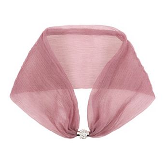 Women's Solid Magnetic Snap Scarf Elegant Silky Satin Fashion Neckerchief for Dinner Party Formal
