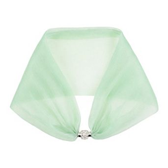 Women's Solid Magnetic Snap Scarf Elegant Silky Satin Fashion Neckerchief for Dinner Party Formal
