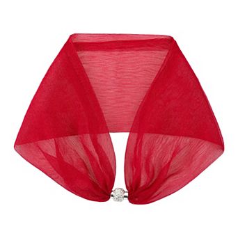 Women's Solid Magnetic Snap Scarf Elegant Silky Satin Fashion Neckerchief for Dinner Party Formal
