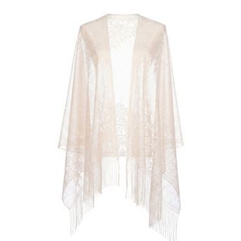 Women's Solid Lace Scarf with Tassels Long Shawl Elegant Head Wrap Bandanas for Wedding Banquet