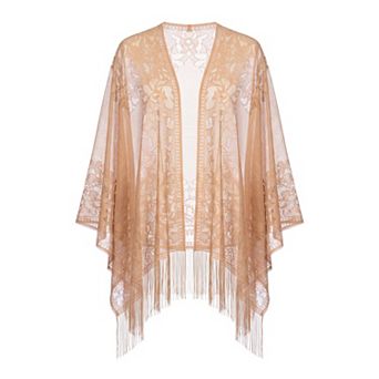 Women's Solid Lace Scarf with Tassels Long Shawl Elegant Head Wrap Bandanas for Wedding Banquet