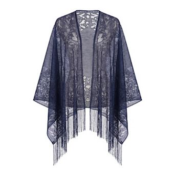 Women's Solid Lace Scarf with Tassels Long Shawl Elegant Head Wrap Bandanas for Wedding Banquet