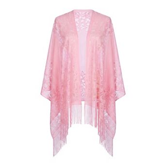 Women's Solid Lace Scarf with Tassels Long Shawl Elegant Head Wrap Bandanas for Wedding Banquet