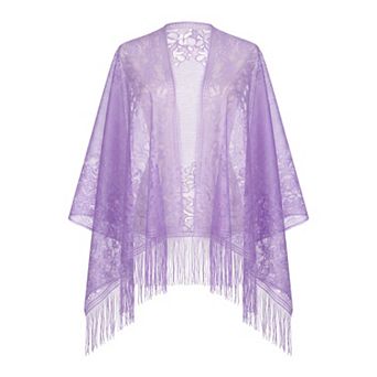 Women's Solid Lace Scarf with Tassels Long Shawl Elegant Head Wrap Bandanas for Wedding Banquet