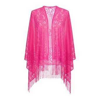 Women's Solid Lace Scarf with Tassels Long Shawl Elegant Head Wrap Bandanas for Wedding Banquet
