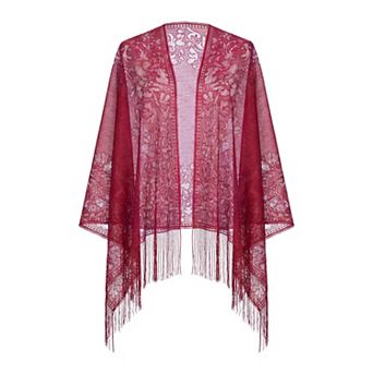 Women's Solid Lace Scarf with Tassels Long Shawl Elegant Head Wrap Bandanas for Wedding Banquet