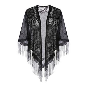 Women's Lace Triangular Scarf Solid Carved Wraps Head Bandanas for Banquet Party