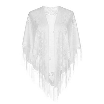 Women's Lace Triangular Scarf Solid Carved Wraps Head Bandanas for Banquet Party