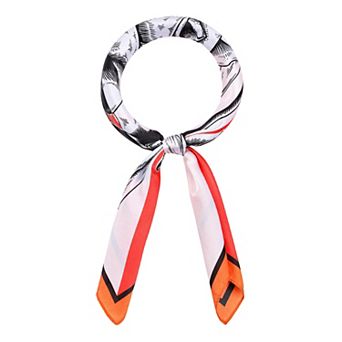 Women Rose Patterned Vintage Scarf Square Silky Satin 50s Neckerchief Head for Banquet Travel