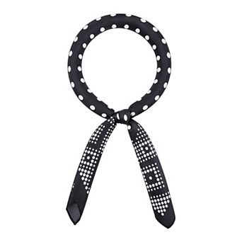 Women's Polka Dots Scarf Retro Square Geometric Silky Satin Head Wrap Bandanas Neck Scarves