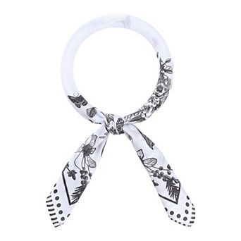 Women's Floral and Bird Pattern Silk Scarf Elegant Square Neckerchief Head Wrap for Travel Party