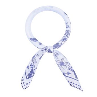 Women's Floral and Bird Pattern Silk Scarf Elegant Square Neckerchief Head Wrap for Travel Party