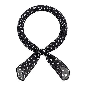 Women's Leopard Printed Small Square Scarves Blended Cotton Gauze Headscarf Neckerchief