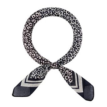 Women's Leopard Cheetah Printed Blended Cotton Scarves Small Square Gauze Headscarf Neckerchief