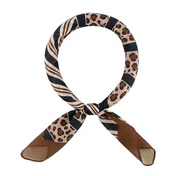 Women's Leopard Cheetah Printed Blended Cotton Scarves Small Square Gauze Headscarf Neckerchief