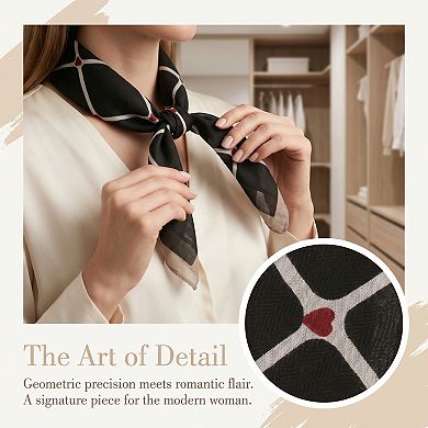 Women's Heart Plaid Printed Square Scarves Headband Headscarf Neckerchief