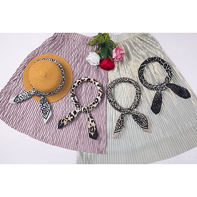 Women's Leopard Printed Square Neck Scarves Cheetah Patterned Headband Headscarf Neckerchief