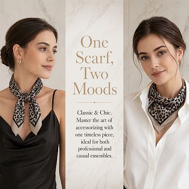 Women's Leopard Printed Square Neck Scarves Cheetah Patterned Headband Headscarf Neckerchief