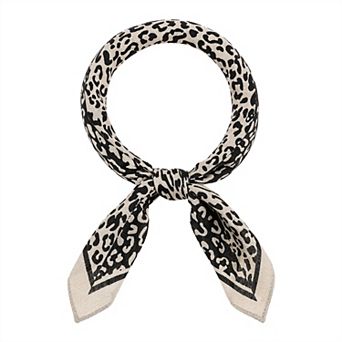 Women's Leopard Printed Square Neck Scarves Cheetah Patterned Headband Headscarf Neckerchief