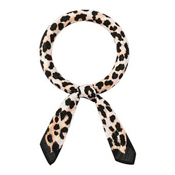 Women's Leopard Printed Square Neck Scarves Cheetah Patterned Headband Headscarf Neckerchief
