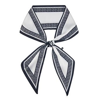 Women's Striped Skinny Scarf Long Silky Satin Neckerchief Headband for Office