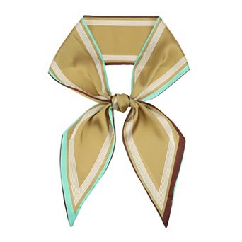 Women's Striped Skinny Scarf Long Silky Satin Neckerchief Headband for Office