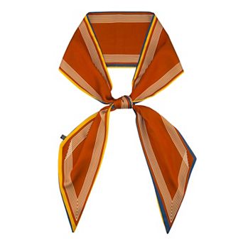 Women's Striped Skinny Scarf Long Silky Satin Neckerchief Headband for Office