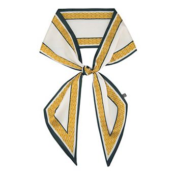 Women's Striped Skinny Scarf Long Silky Satin Neckerchief Headband for Office