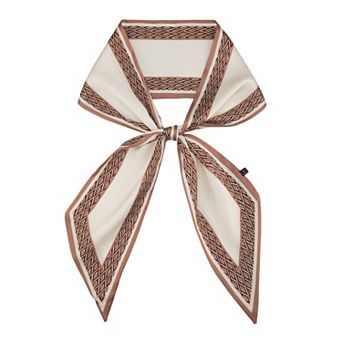Women's Striped Skinny Scarf Long Silky Satin Neckerchief Headband for Office
